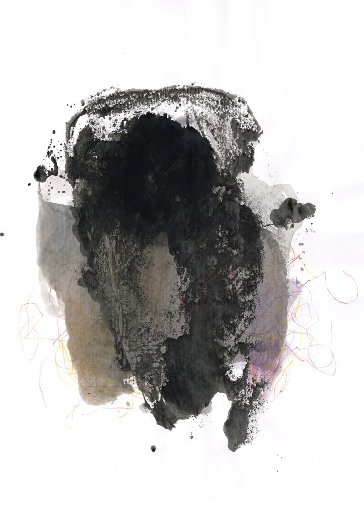 Peinture abstraite, encre de Chine, crayon sur papier, monotypie,  format 29,7 x 42 cm, 2023